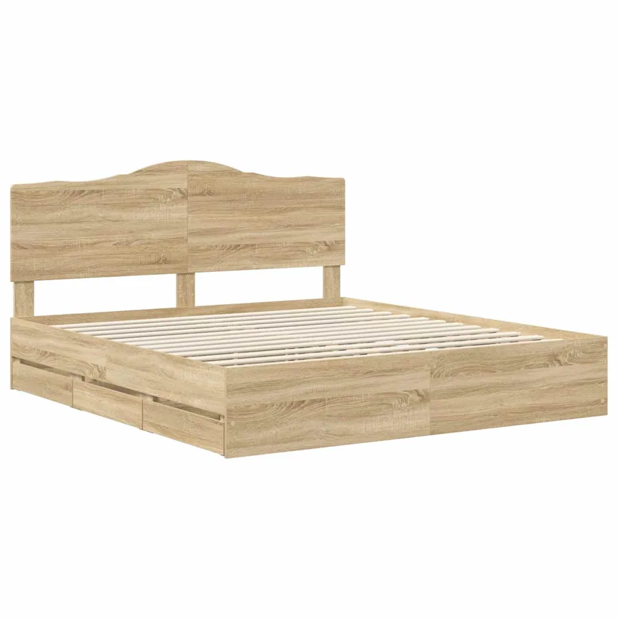 Cadre de lit Chêne Sonoma 200 x 200 cm Bois Ingénierie - 4