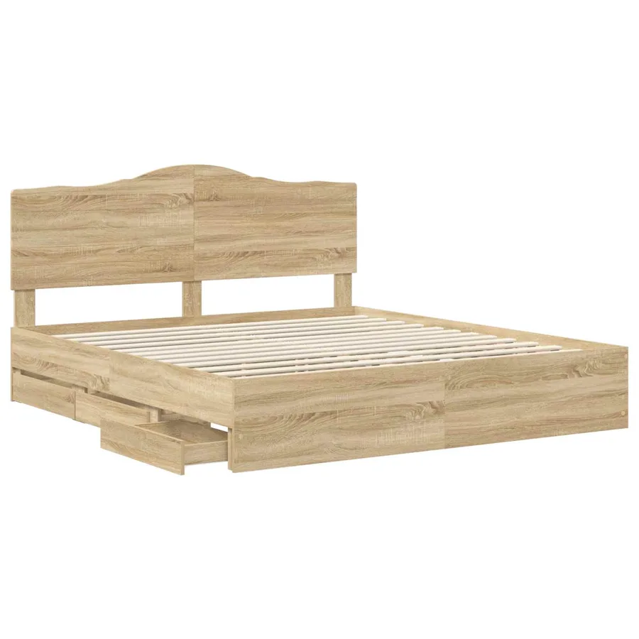 Cadre de lit Chêne Sonoma 200 x 200 cm Bois Ingénierie - 5