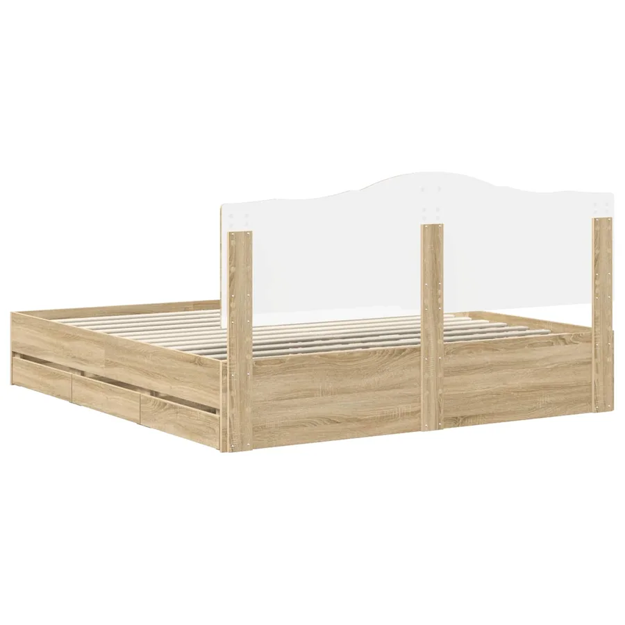 Cadre de lit Chêne Sonoma 200 x 200 cm Bois Ingénierie - 8