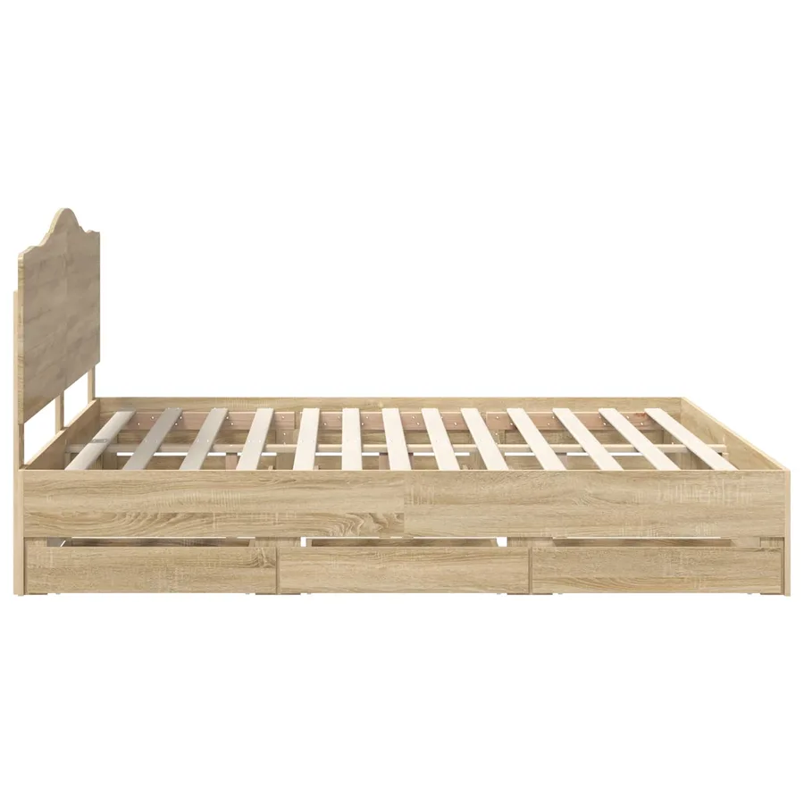 Cadre de lit Chêne Sonoma 200 x 200 cm Bois Ingénierie - 9