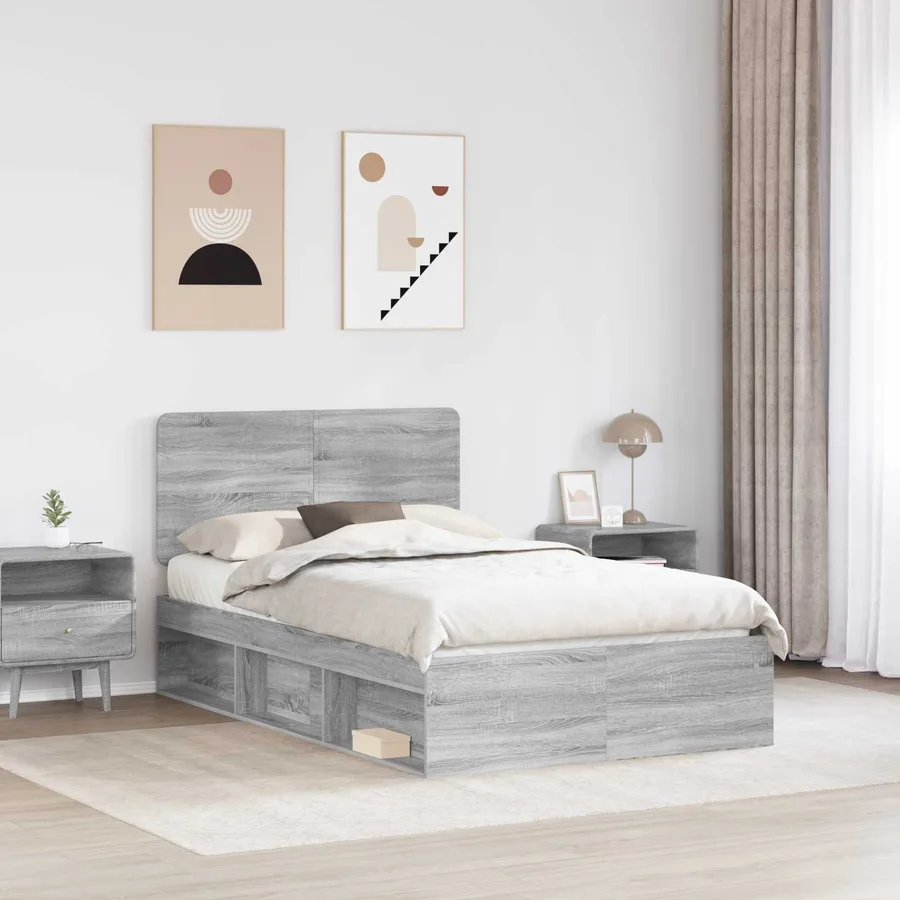 Cadre de lit Gris Sonoma 120 x 200 cm Bois de pin massif - 3