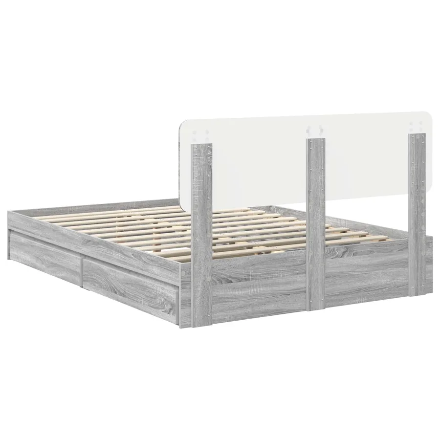 Lit de Rangement Gris Sonoma 160 x 200 cm Bois d'ingénierie - 10