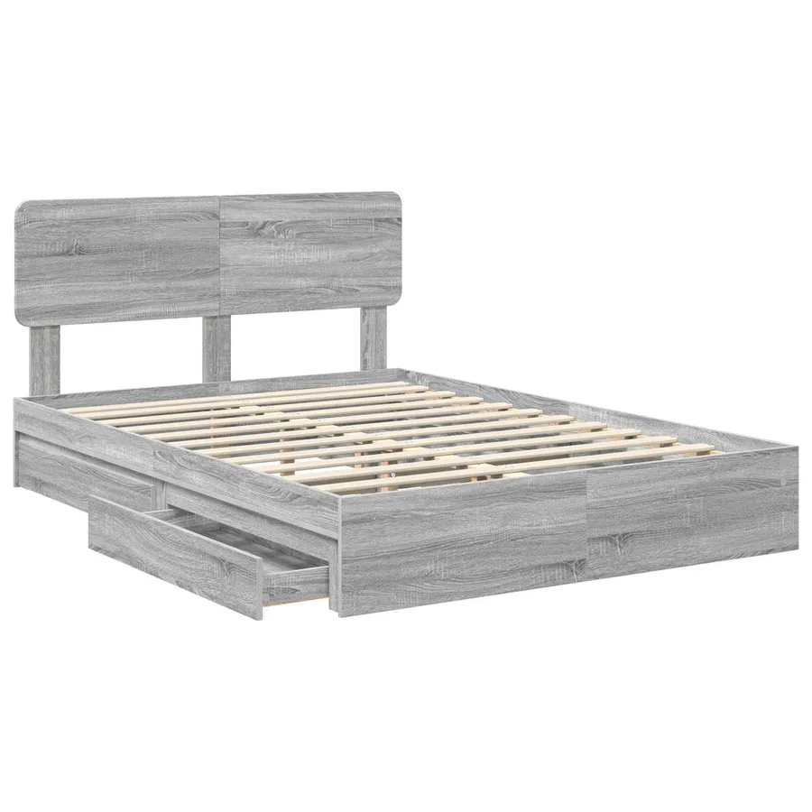 Lit de Rangement Gris Sonoma 160 x 200 cm Bois d'ingénierie - 5