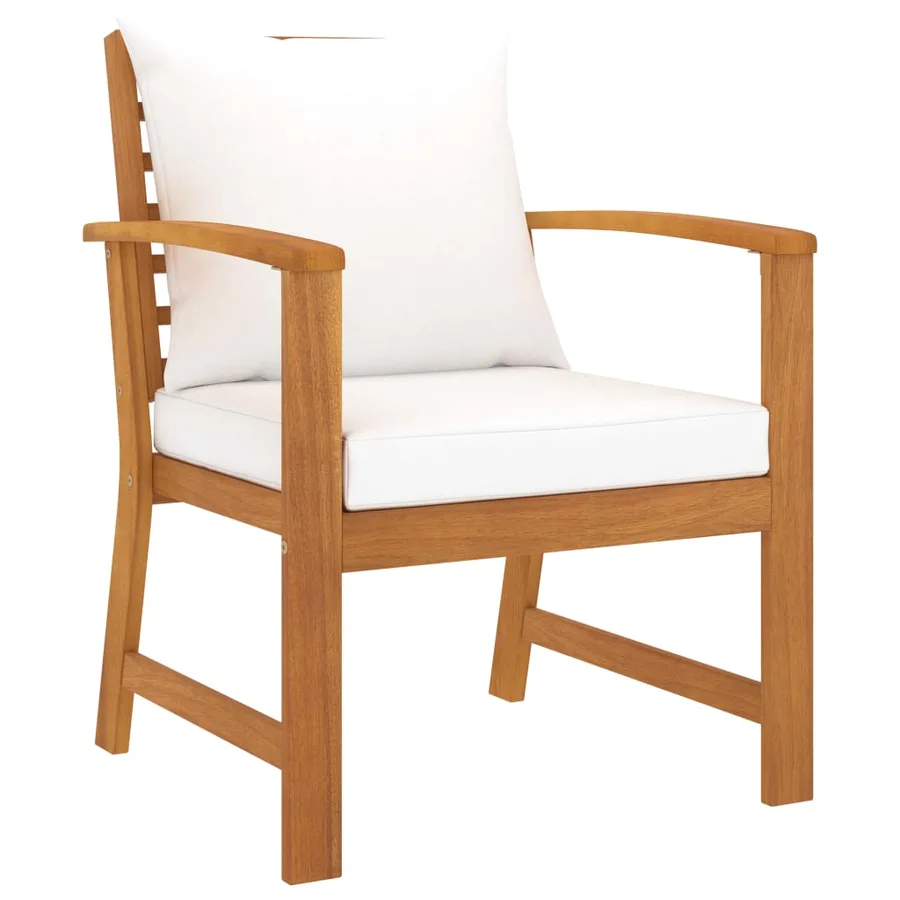 Salon de jardin 5 pcs avec coussin Bois d'acacia solide - 4