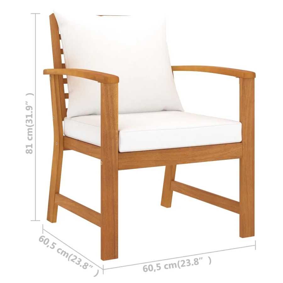 Salon de jardin 5 pcs avec coussin Bois d'acacia solide - 8
