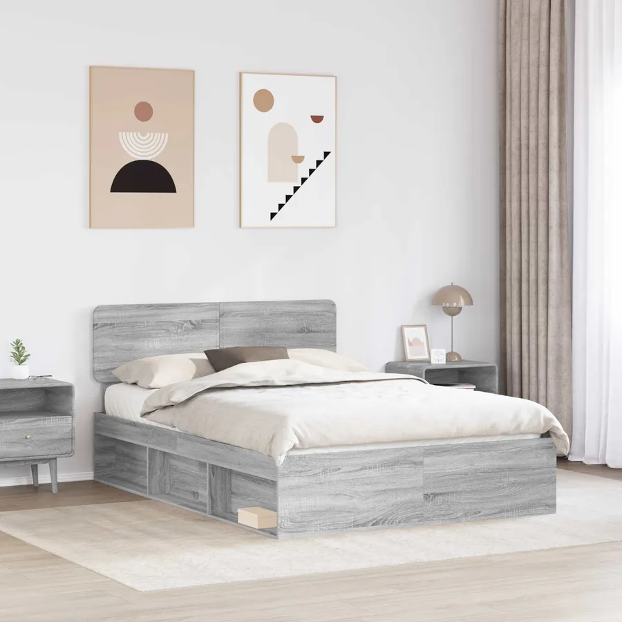 Cadre de lit Gris Sonoma 160 x 200 cm Pin massif - 3