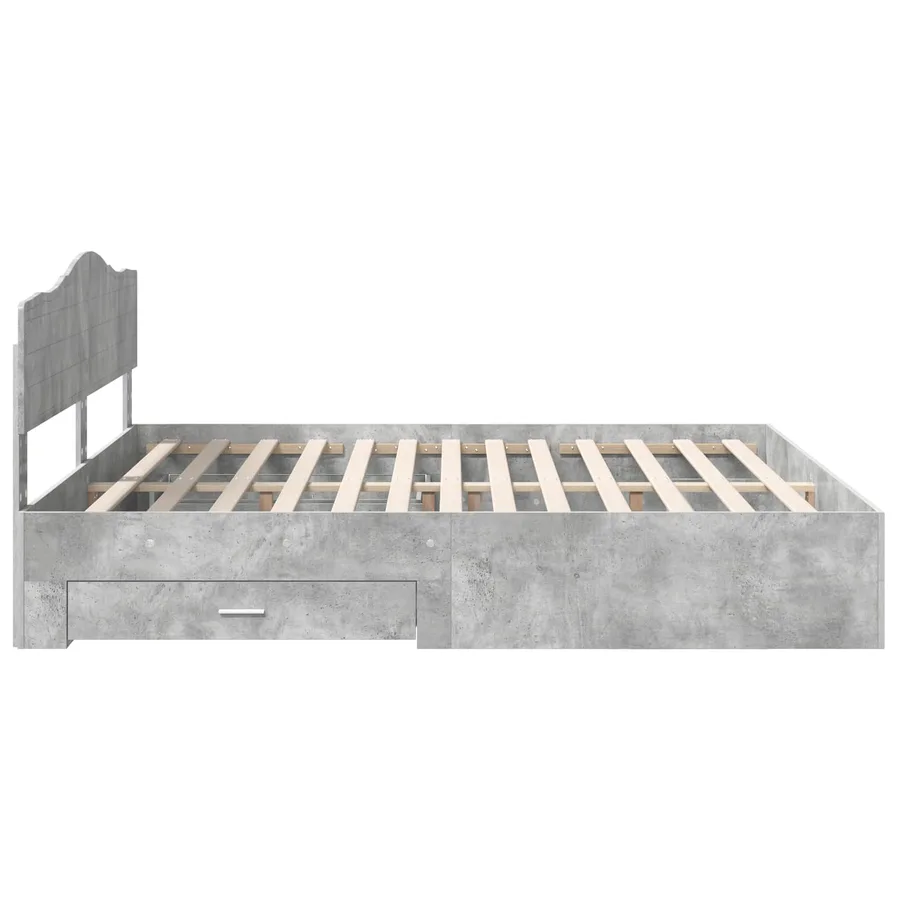 Cadre de lit Gris béton 200 x 200 cm Bois d'ingénierie - 9