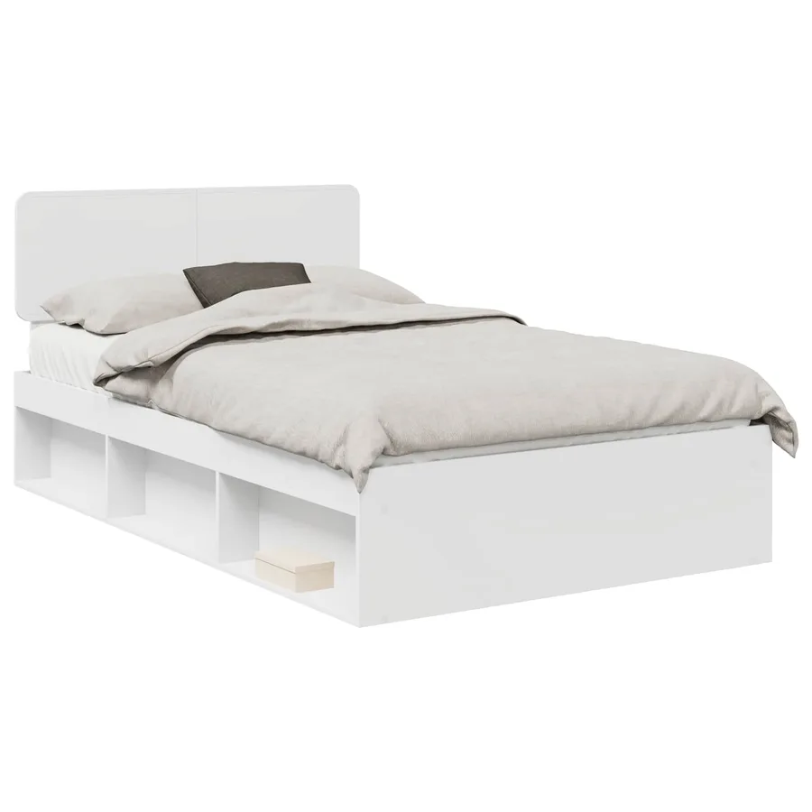 Cadre de lit avec tête de lit Blanc 120 x 190 cm Pin massif - 2