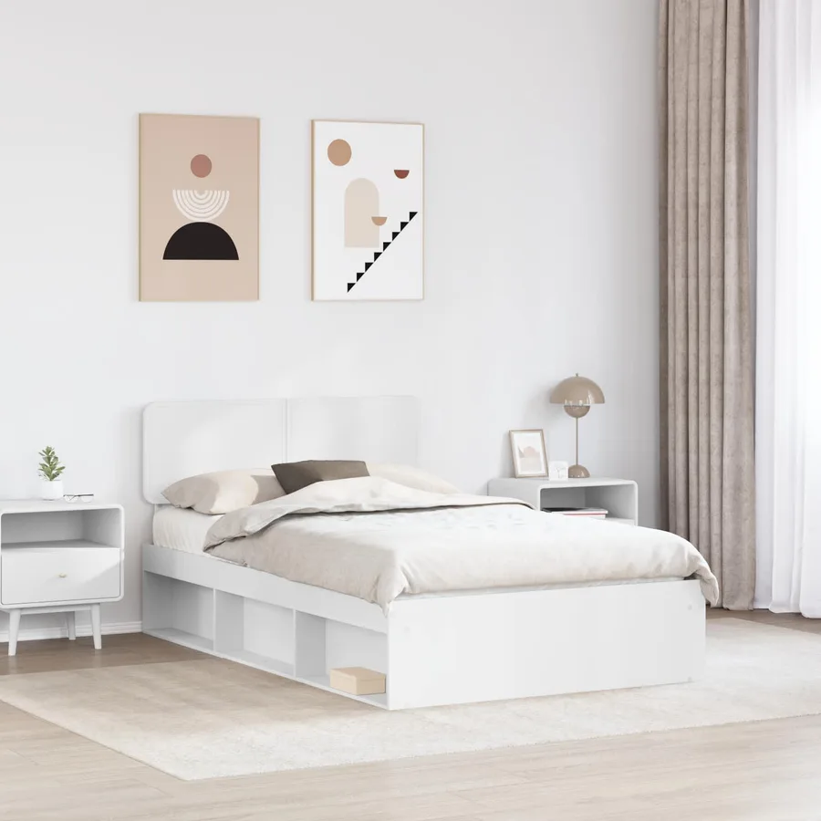 Cadre de lit avec tête de lit Blanc 120 x 190 cm Pin massif - 3