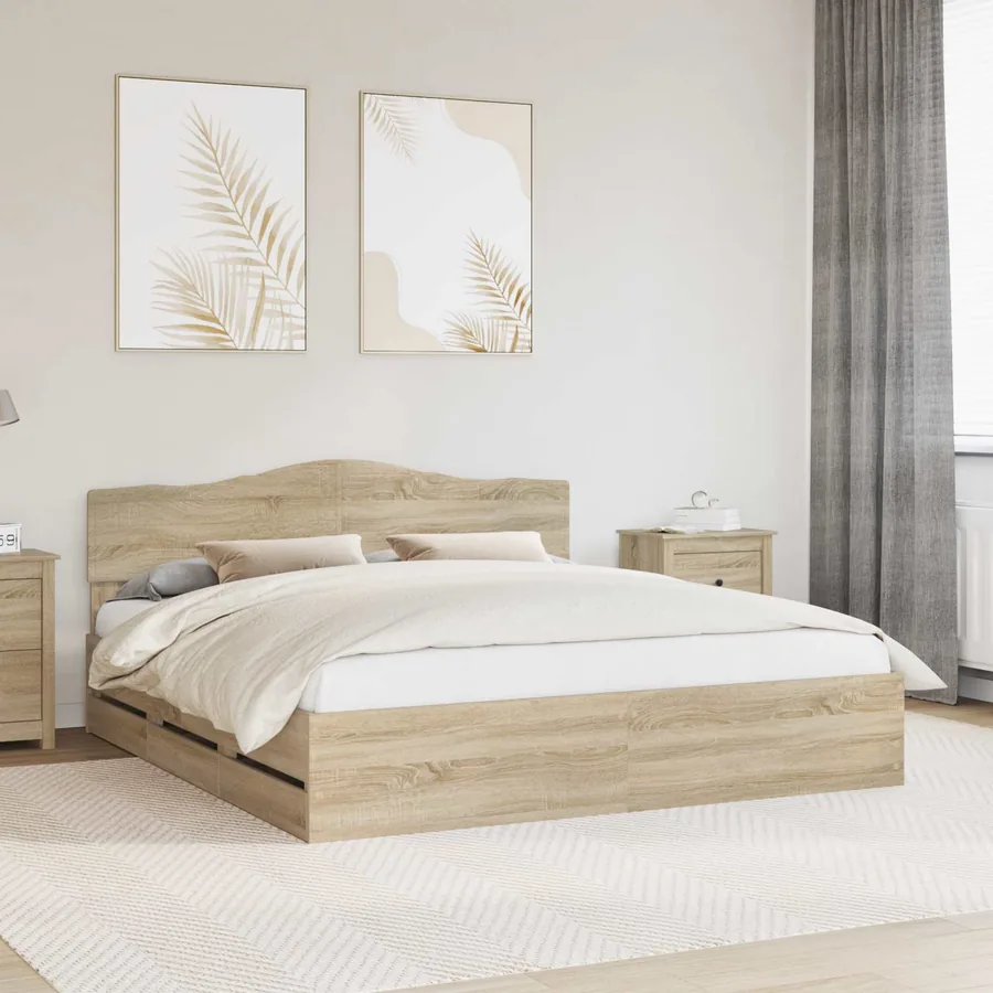 Cadre de lit Chêne Sonoma 200 x 200 cm Bois Ingénierie