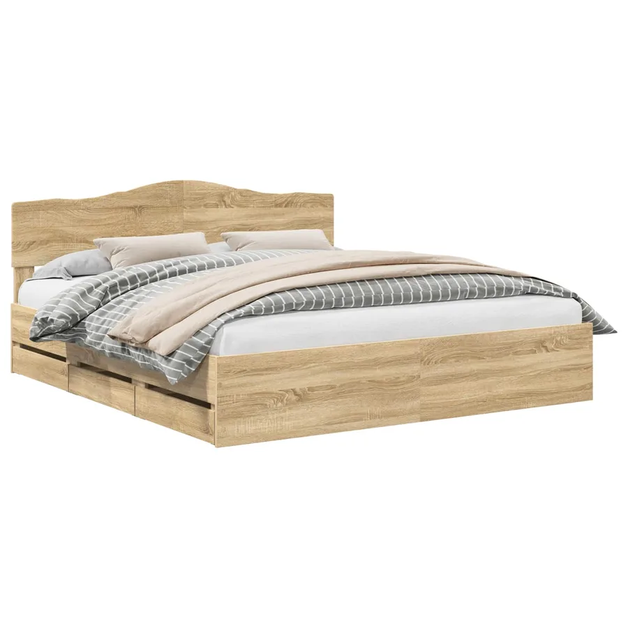 Cadre de lit Chêne Sonoma 200 x 200 cm Bois Ingénierie - 2