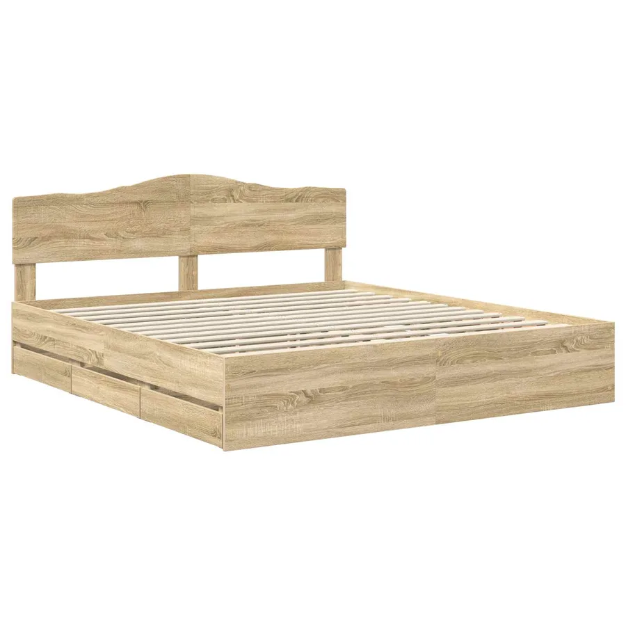 Cadre de lit Chêne Sonoma 200 x 200 cm Bois Ingénierie - 4