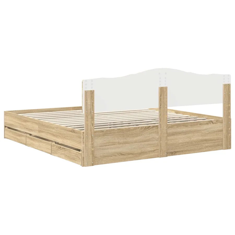 Cadre de lit Chêne Sonoma 200 x 200 cm Bois Ingénierie - 8
