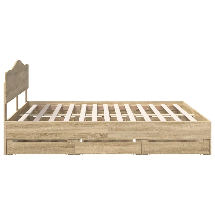 Cadre de lit Chêne Sonoma 200 x 200 cm Bois Ingénierie - 9