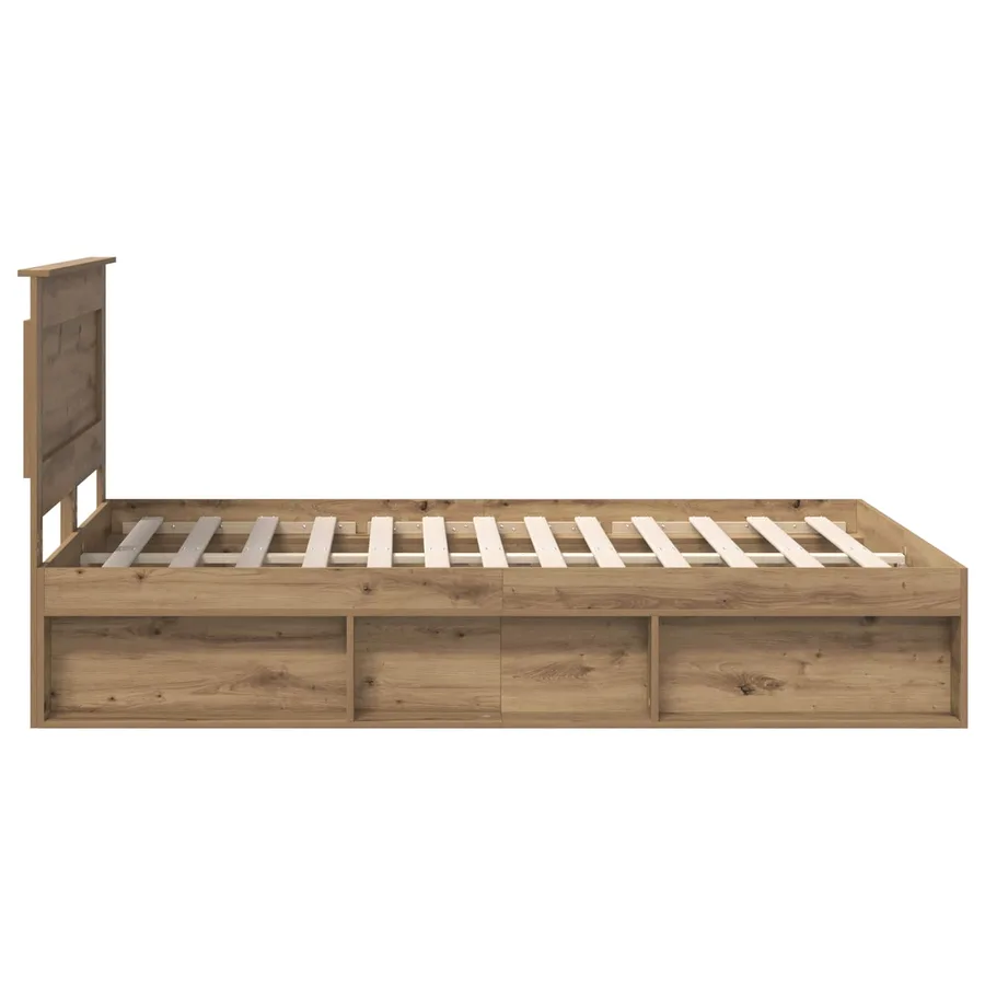 Cadre de lit Chêne artisan 140 x 190 cm Pin massif - 7