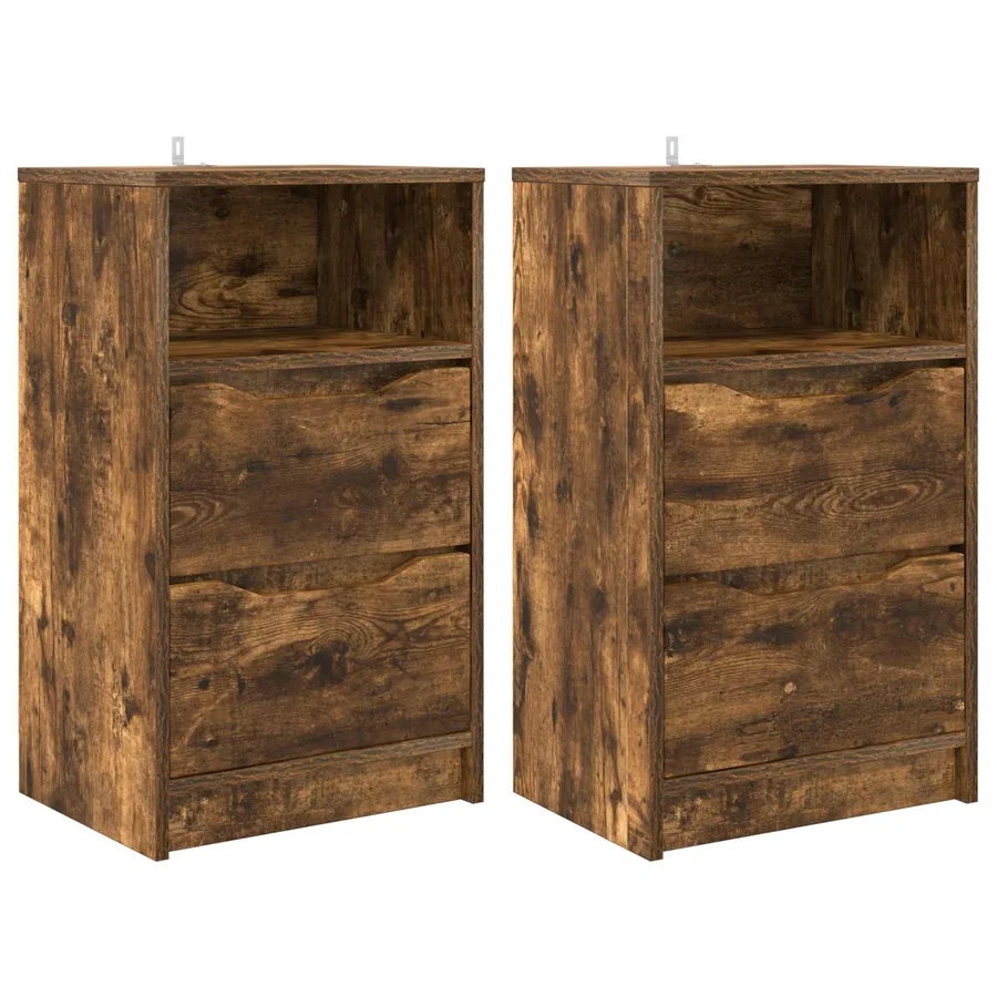 Tables de chevet avec tiroir 2 pcs Chêne fumé 40 x 30 x 467 cm - 2