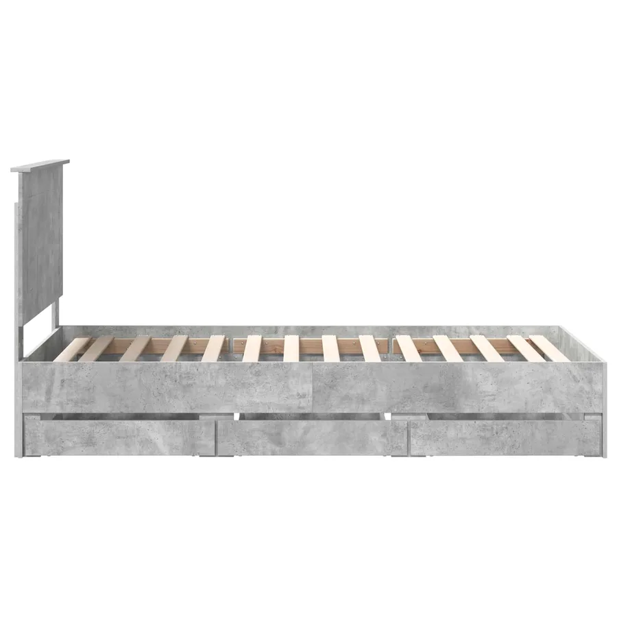Cadre de lit avec tiroir Gris béton 90 x 190 cm Bois Ingénierie - 9