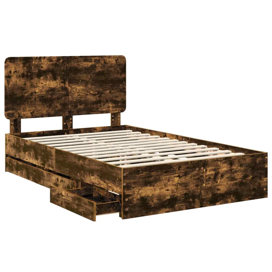 Cadre de lit Chêne fumé 120 x 190 cm Bois Ingénierie - 5