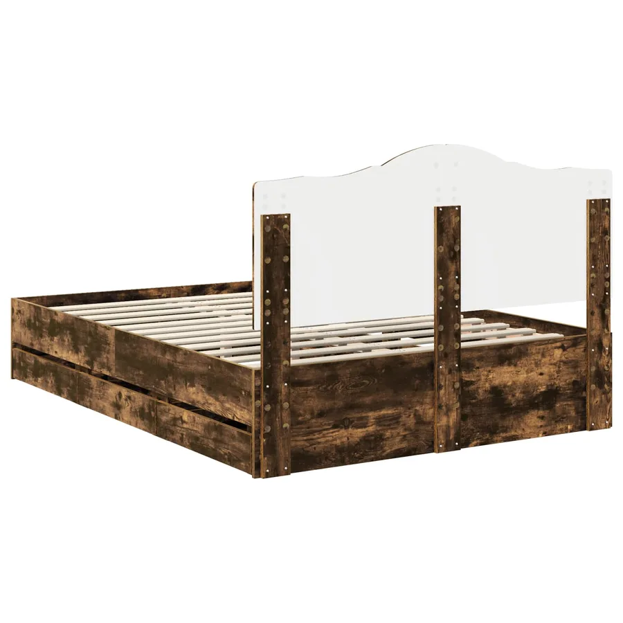 Cadre de lit Chêne fumé 140 x 190 cm Bois Ingénierie - 10