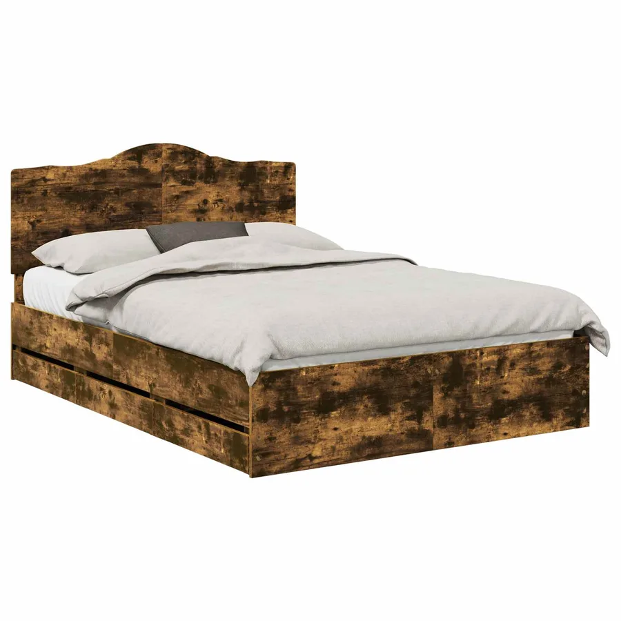 Cadre de lit Chêne fumé 140 x 190 cm Bois Ingénierie - 2