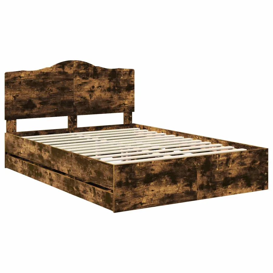 Cadre de lit Chêne fumé 140 x 190 cm Bois Ingénierie - 4