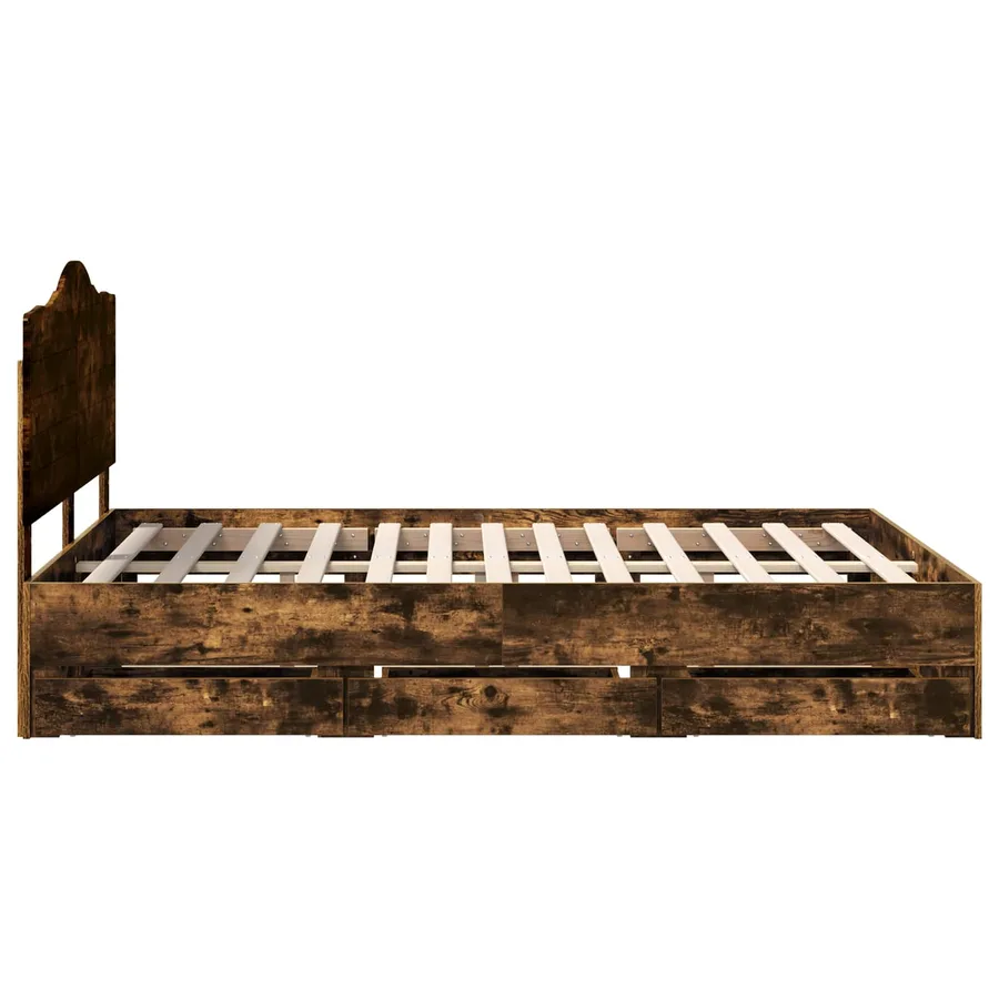 Cadre de lit Chêne fumé 140 x 190 cm Bois Ingénierie - 9
