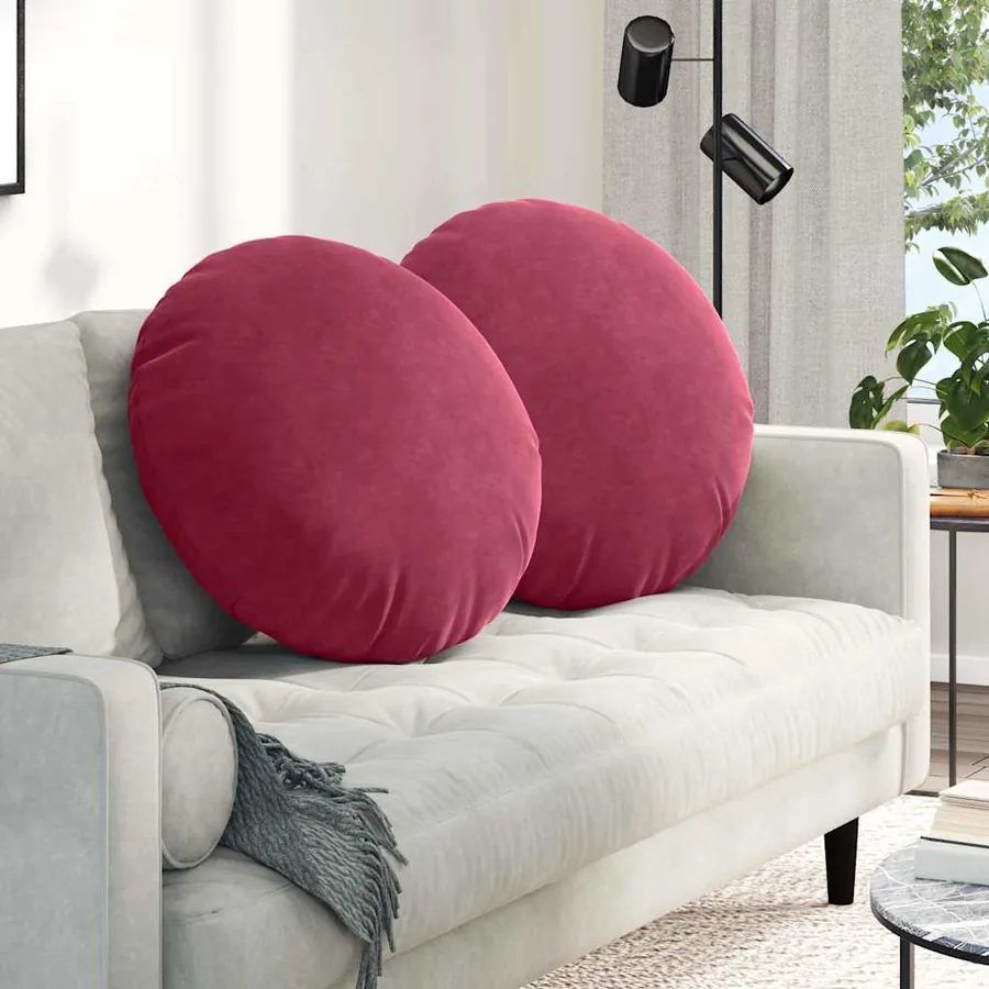Coussins de siège 2 pcs Bordeaux Ø60 x 21 cm Velours