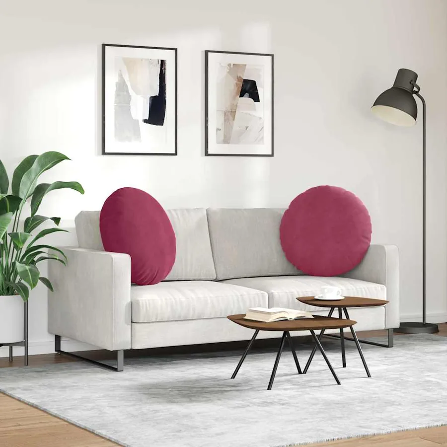 Coussins de siège 2 pcs Bordeaux Ø60 x 21 cm Velours - 4