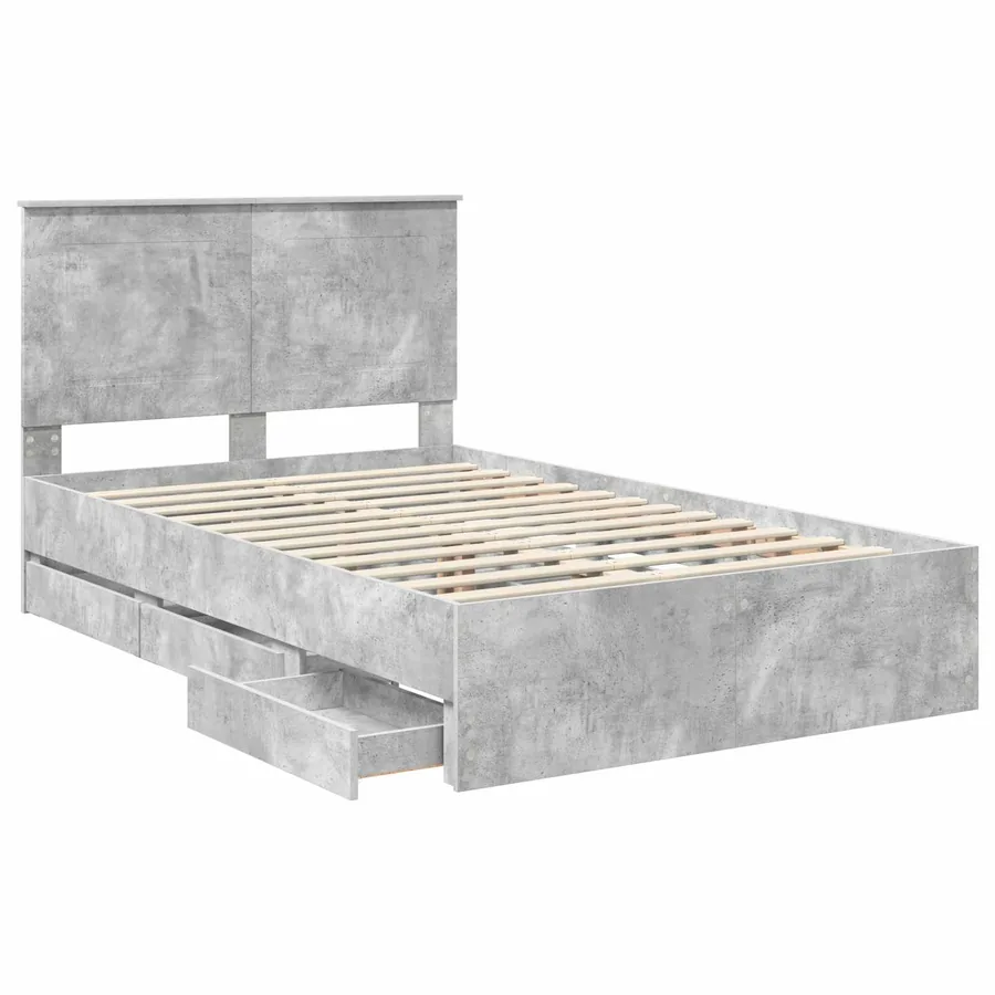 Cadre de lit Gris béton 120 x 190 cm Bois Ingénierie - 5