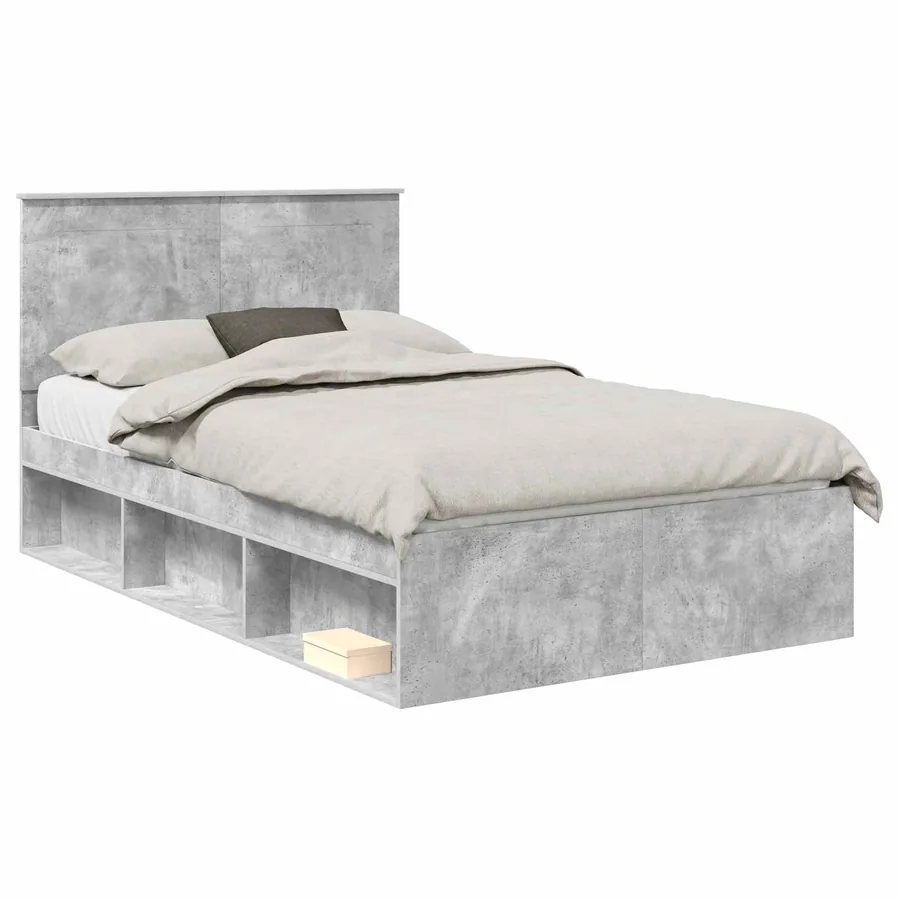 Cadre de lit Béton 120 x 190 cm Bois de pin massif - 2