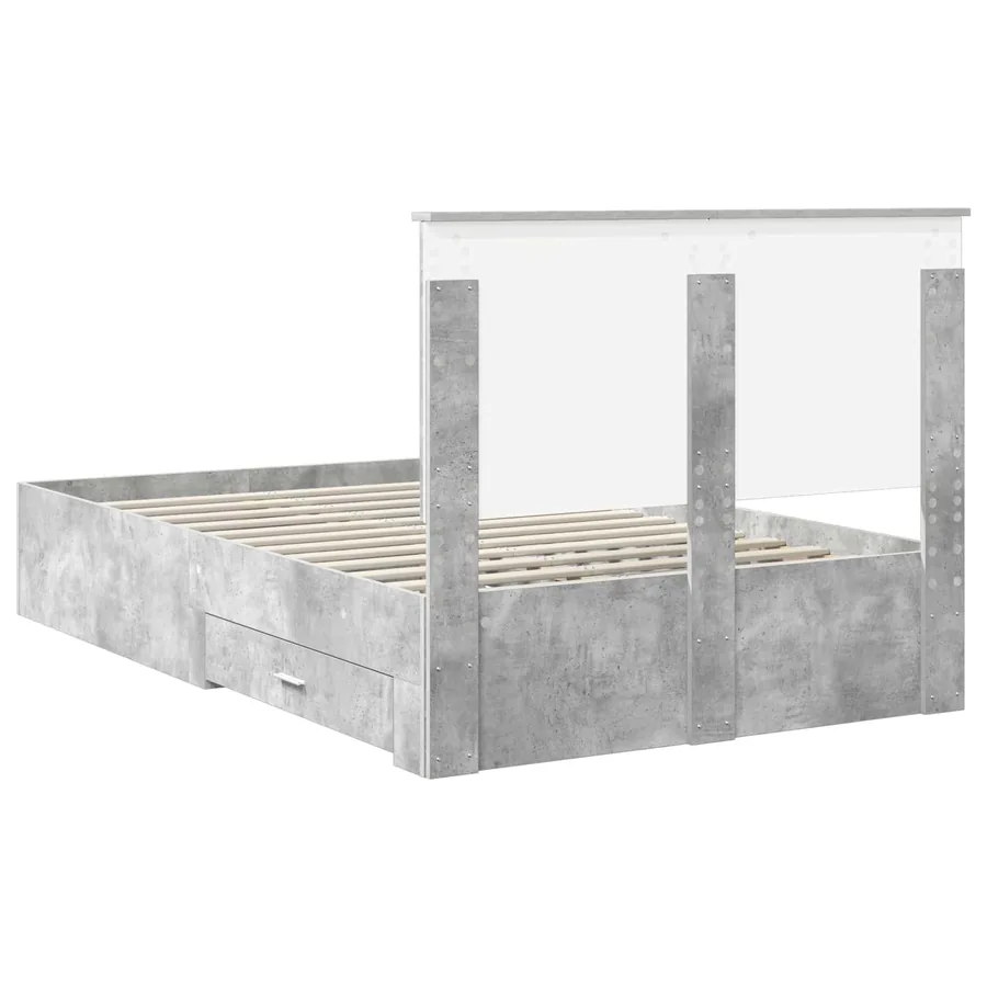 Cadre de lit Gris béton 120 x 200 cm Bois d'ingénierie - 10