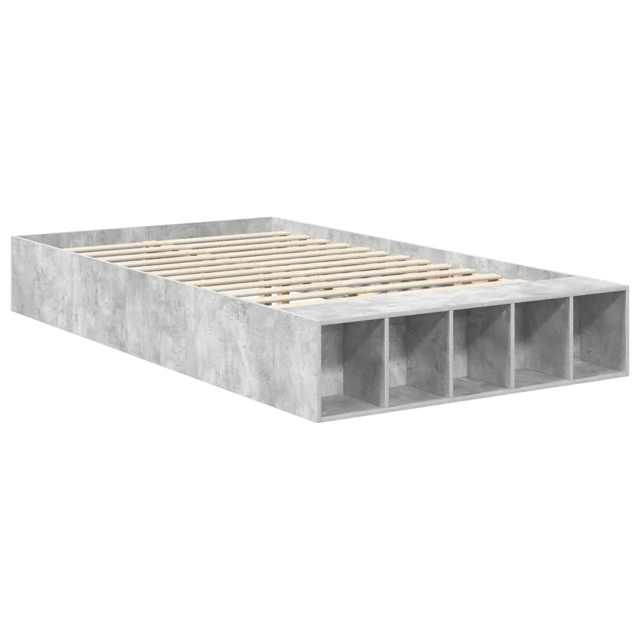 Cadre de lit Gris béton 135 x 190 cm Bois d'ingénierie - 5