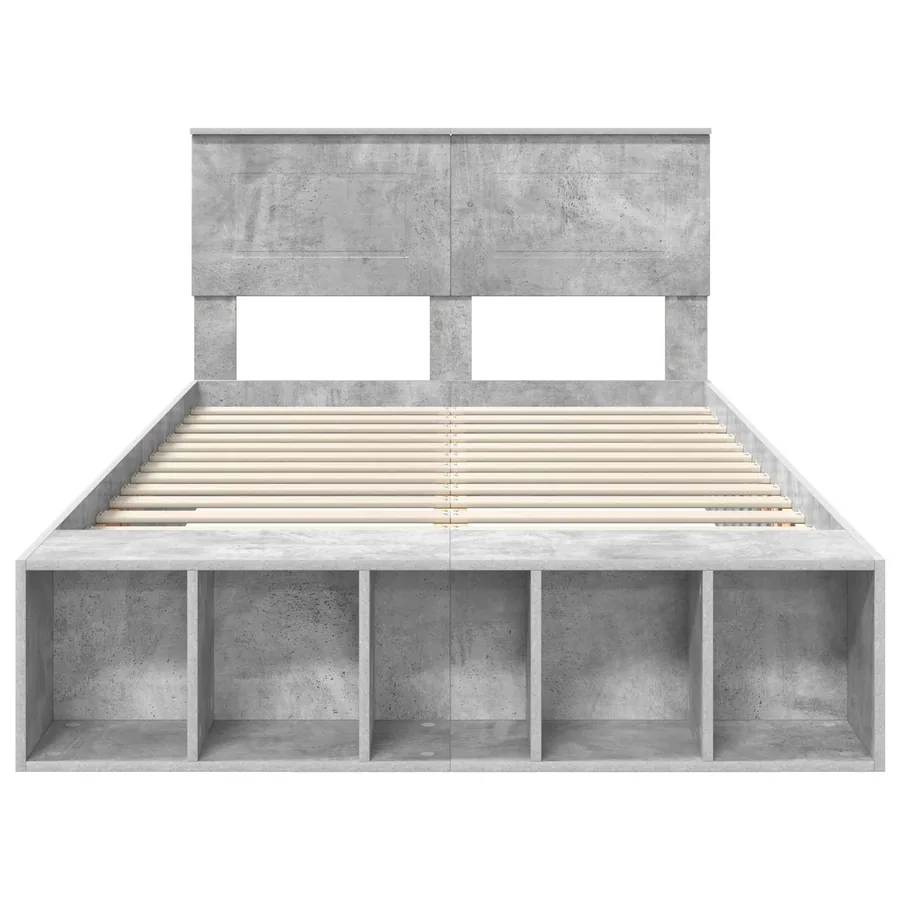 Cadre de lit Gris béton 135 x 190 cm Bois d'ingénierie - 7