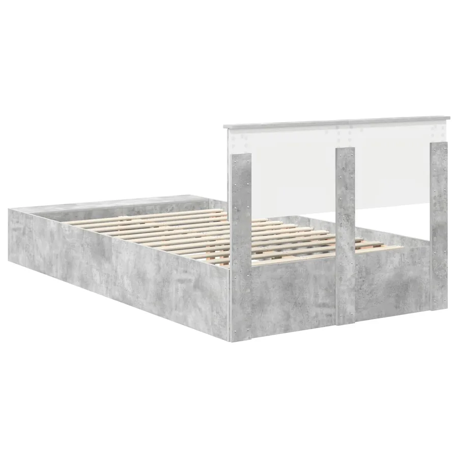 Cadre de lit Gris béton 135 x 190 cm Bois d'ingénierie - 9