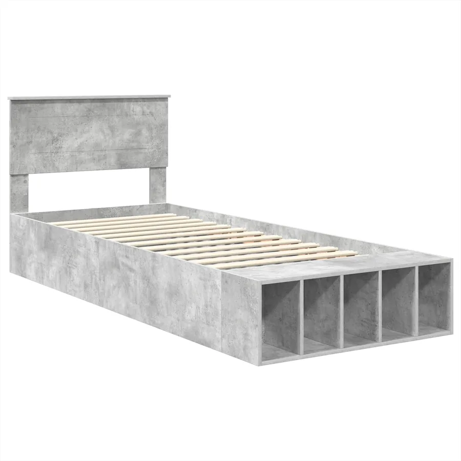 Cadre de lit Gris béton 90 x 200 cm Bois d'ingénierie - 4