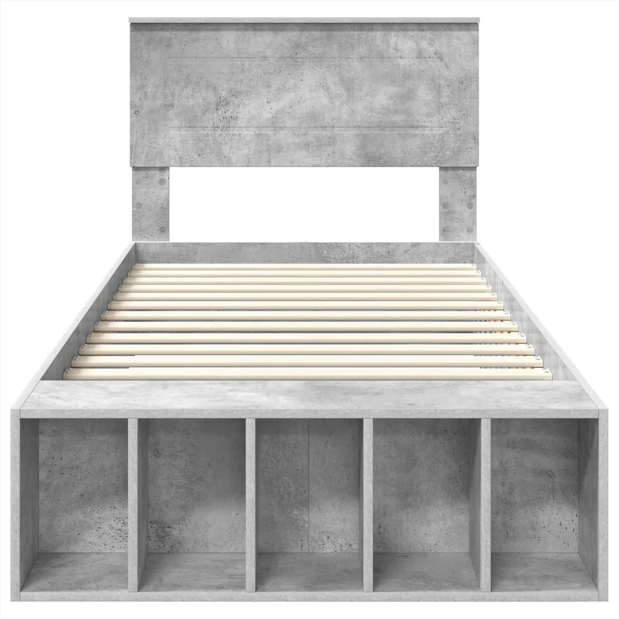 Cadre de lit Gris béton 90 x 200 cm Bois d'ingénierie - 7