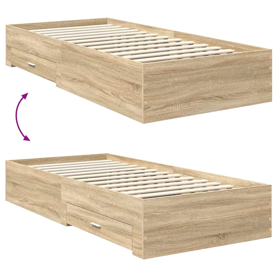 Cadre de lit Chêne Sonoma 100 x 200 cm Bois d'ingénierie - 12