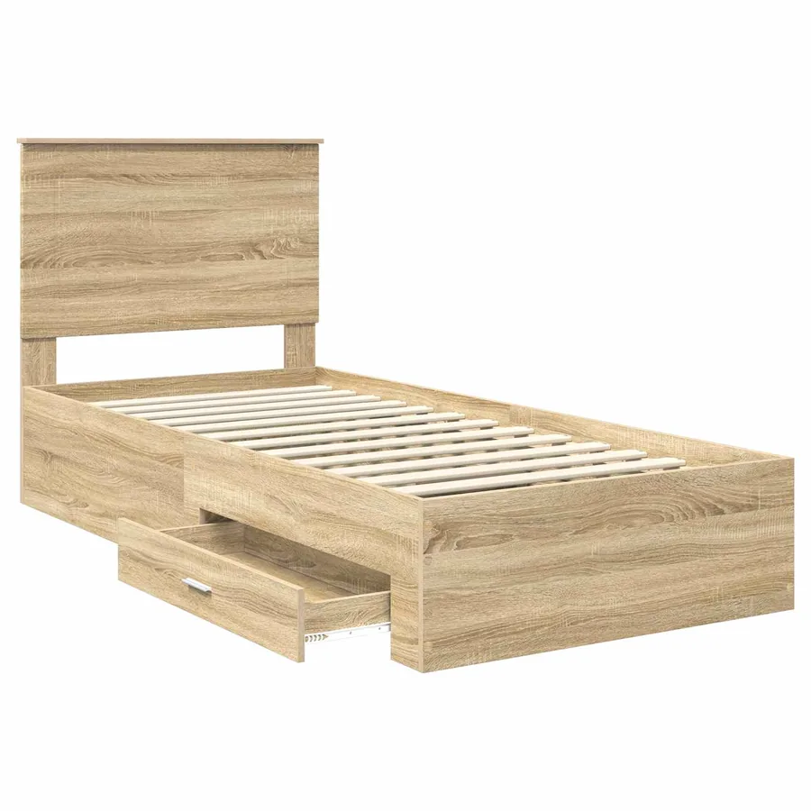 Cadre de lit Chêne Sonoma 100 x 200 cm Bois d'ingénierie - 5