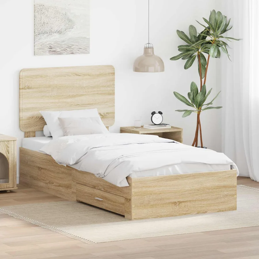 Cadre de lit Chêne Sonoma 100 x 200 cm Bois d'ingénierie