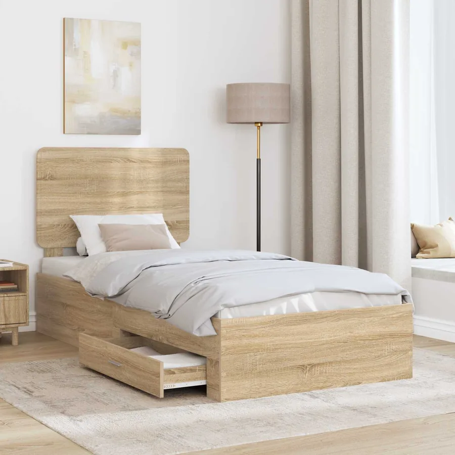 Cadre de lit Chêne Sonoma 100 x 200 cm Bois d'ingénierie - 3