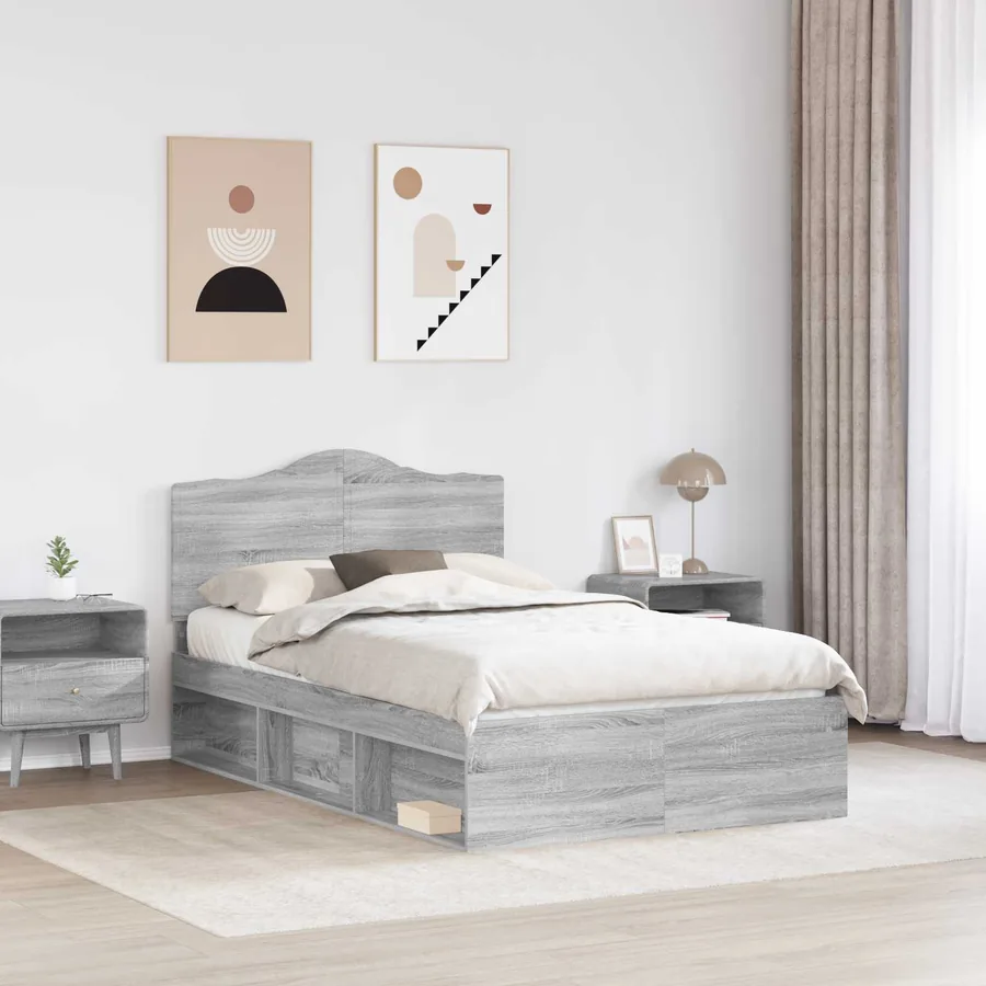 Cadre de lit Gris Sonoma 120 x 190 cm Pin massif - 3