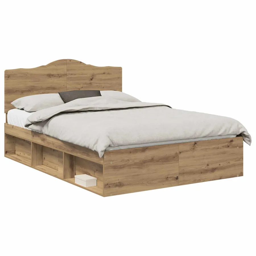 Cadre de lit Chêne artisan 140 x 190 cm Pin massif - 2