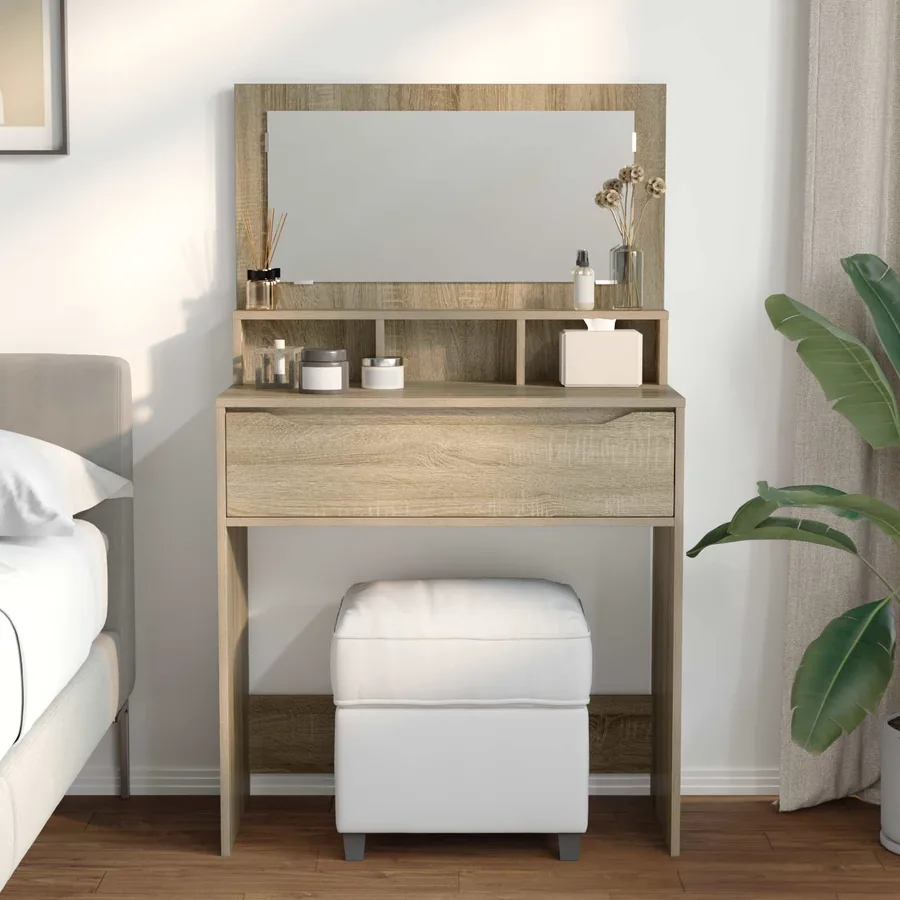 Tables de maquillage pour chambre avec tiroir Chêne Sonoma - 4