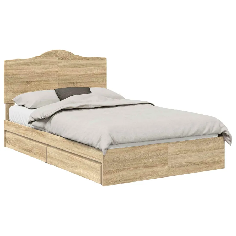 Lit de Rangement Chêne Sonoma 120 x 200 cm Bois d'ingénierie - 2