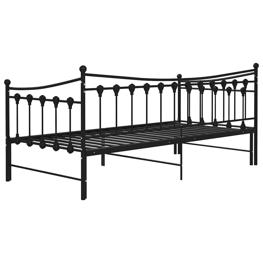 Extendable Daybed Frame without Mattress Black Metal 90x200 cm - 10