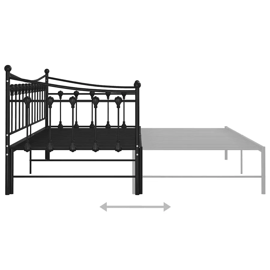 Cadre de canapé-lit extensible sans matelas Noir Métal 90x200cm - 11