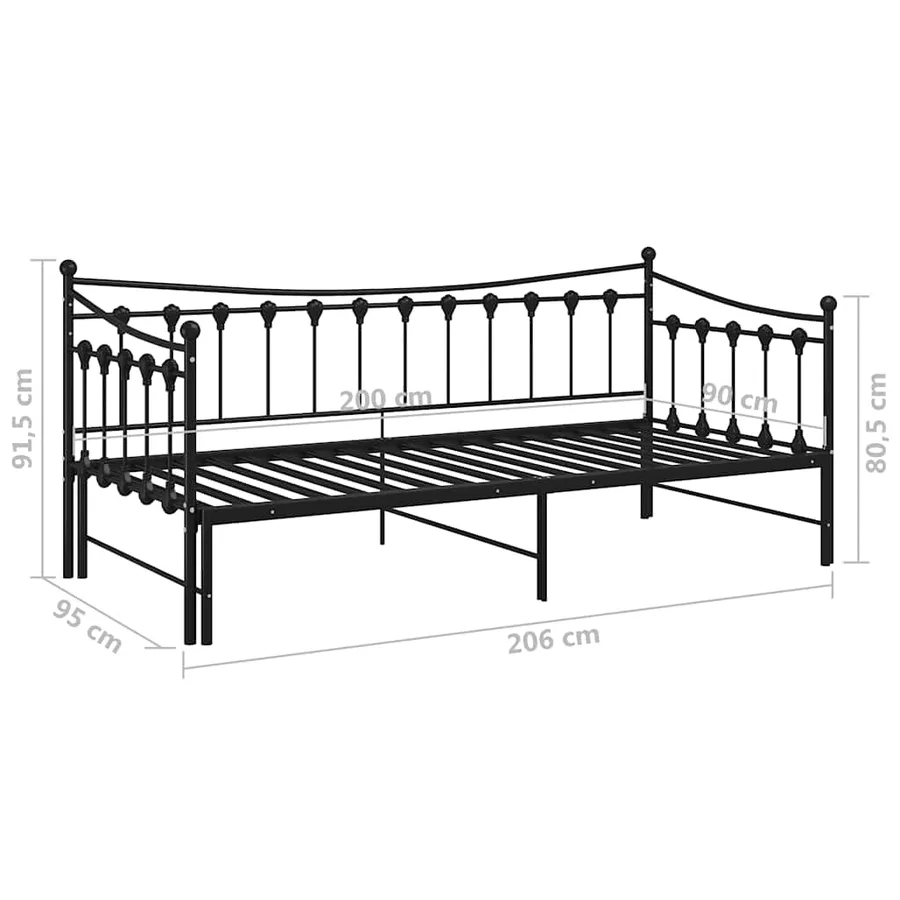 Cadre de canapé-lit extensible sans matelas Noir Métal 90x200cm - 14