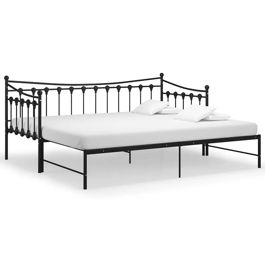 Cadre de canapé-lit extensible sans matelas Noir Métal 90x200cm - 2