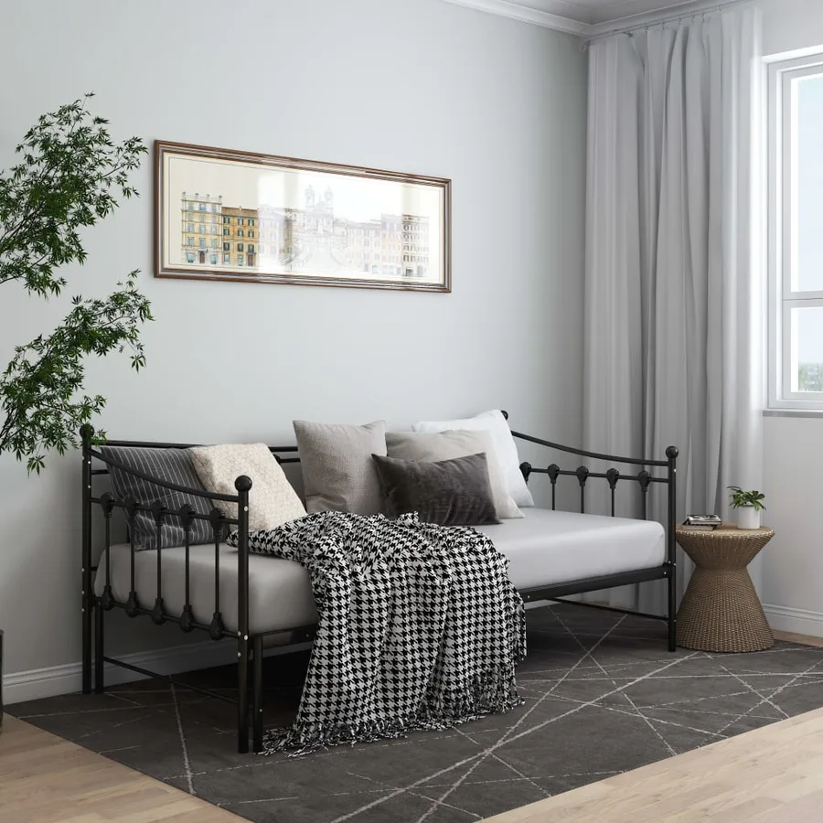 Cadre de canapé-lit extensible sans matelas Noir Métal 90x200cm - 3