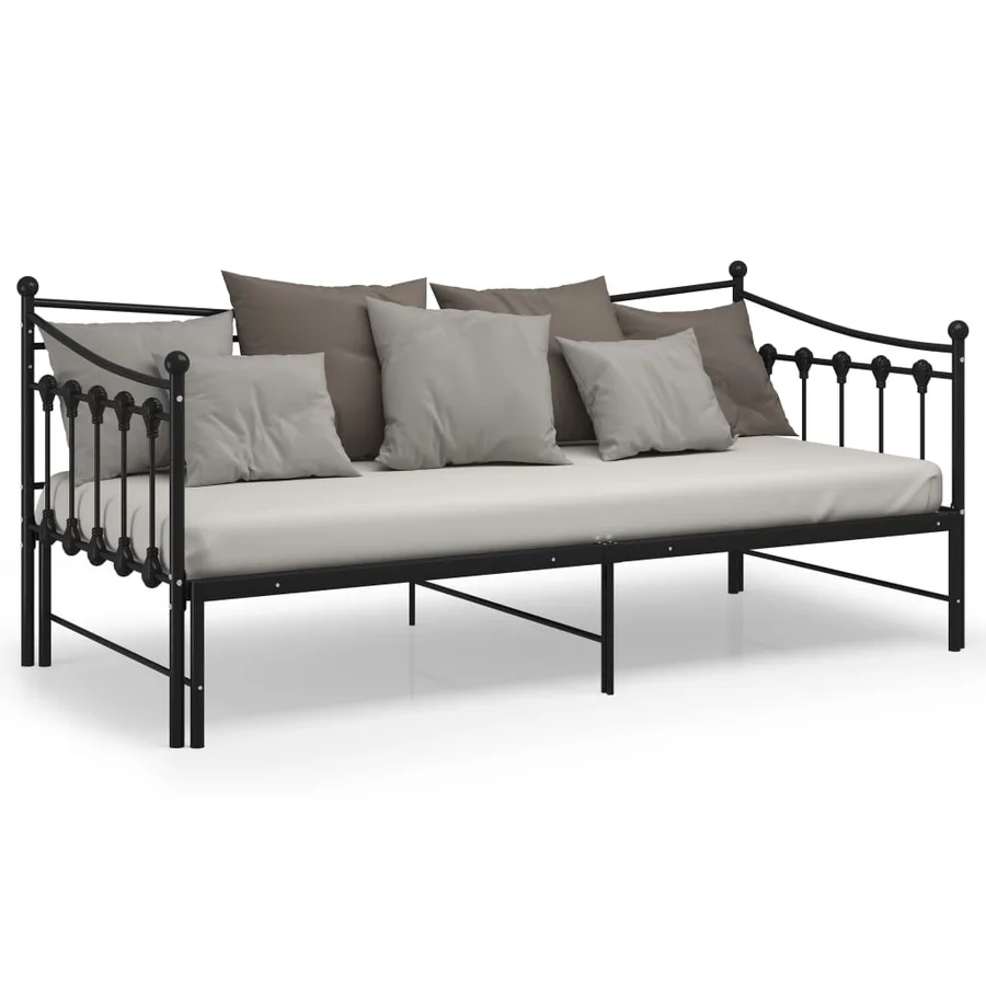 Cadre de canapé-lit extensible sans matelas Noir Métal 90x200cm - 4